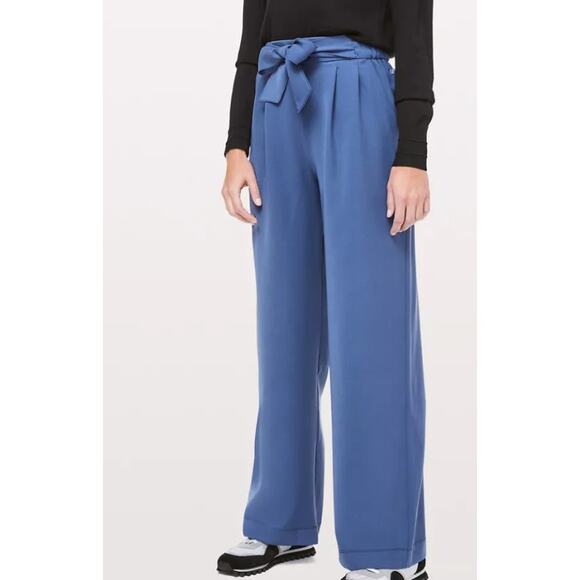 EUC Lululemon Noir Career Wide Leg tie Waist black pant sz: 12 - Picture 4 of 16